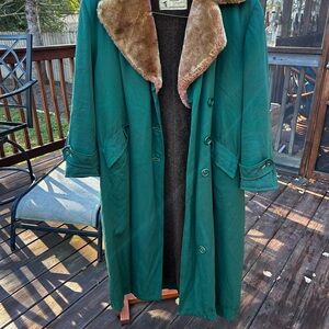 Weatherbee Green Coat with Sherpa Collar (1940s)